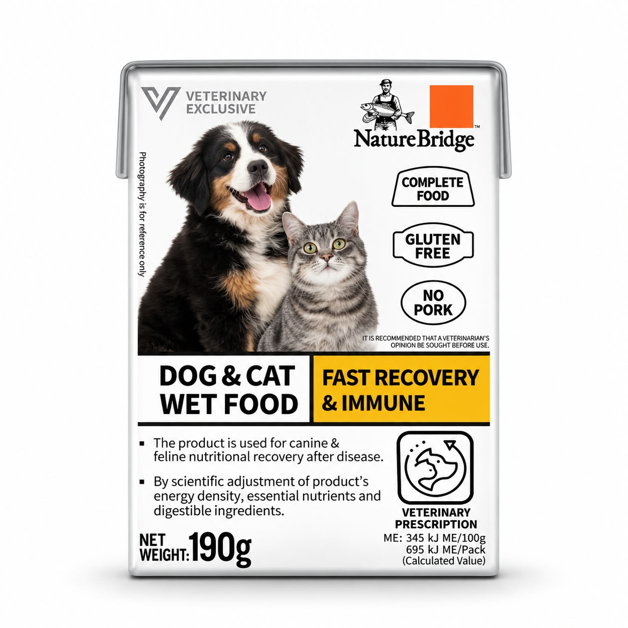 Nature Bridge Vet Complete Preion Wet Food for Dog & Cat Fast Recovery & Immune - 190gm